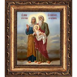 Праведные Симеон Богоприимец и Анна Пророчица. Икона на холсте.