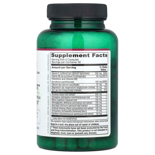 Vitanica, Adrenal Assist, средство для профилактики заболеваний надпочечников, 90 вегетарианских капсул