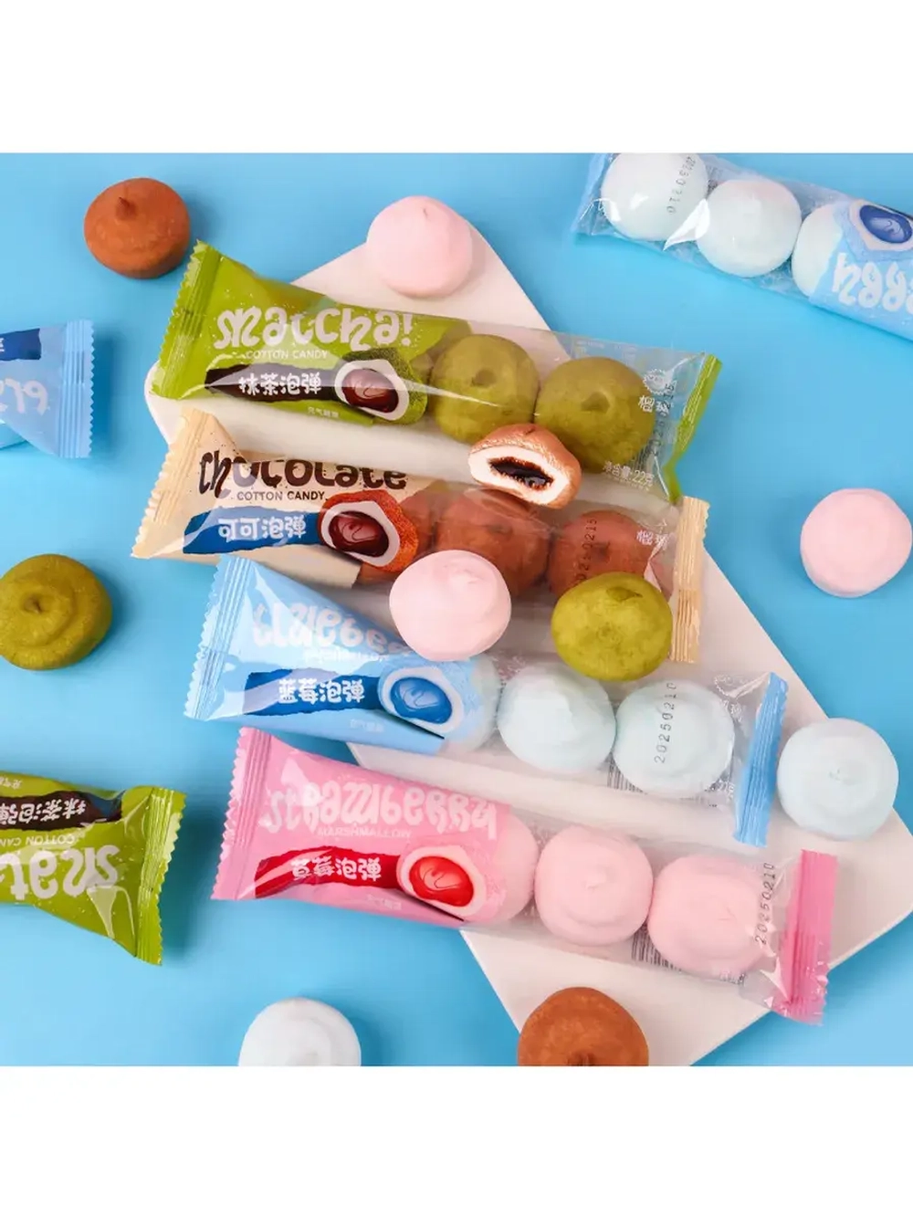 Воздушный зефир маршмеллоу с начинкой Матча 22 г * 20 шт