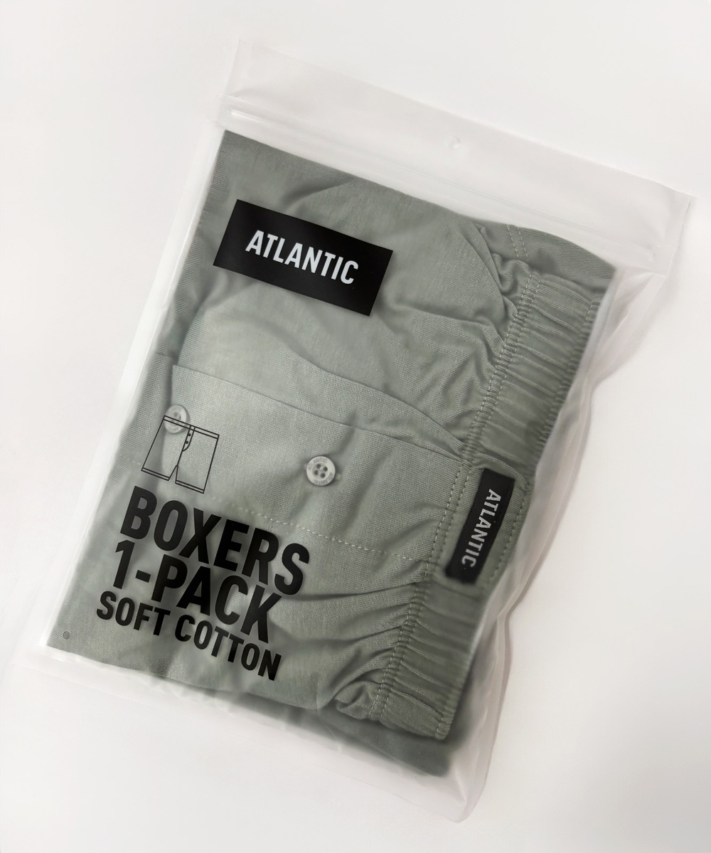 Мужские трусы боксеры Atlantic, 1 шт., хлопок, светло-зелёные, RMX-003