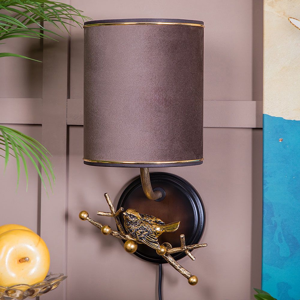 Бра настенный светильник Терра левое Каштан Амбер с абажуром Терра Шоколад