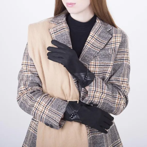 Перчатки женские, безразмерные, с утеплителем, цвет чёрный