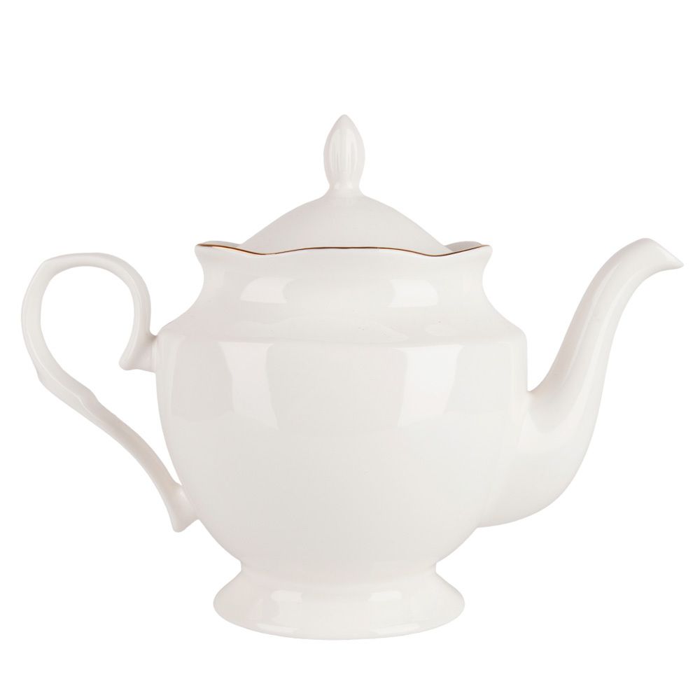 Чайник " " v=1300мл с золотой окантовкой (фарфор) (подарочная упаковка)