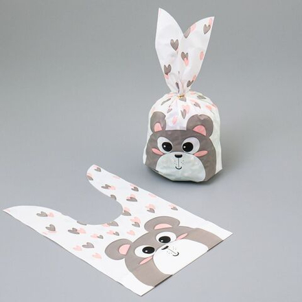 Мешок подар. ПВХ с ушами 13*22см "Мишка" 50шт/уп