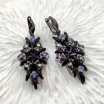 Набор для создания серег Bella, Jet Matte / Tanzanite