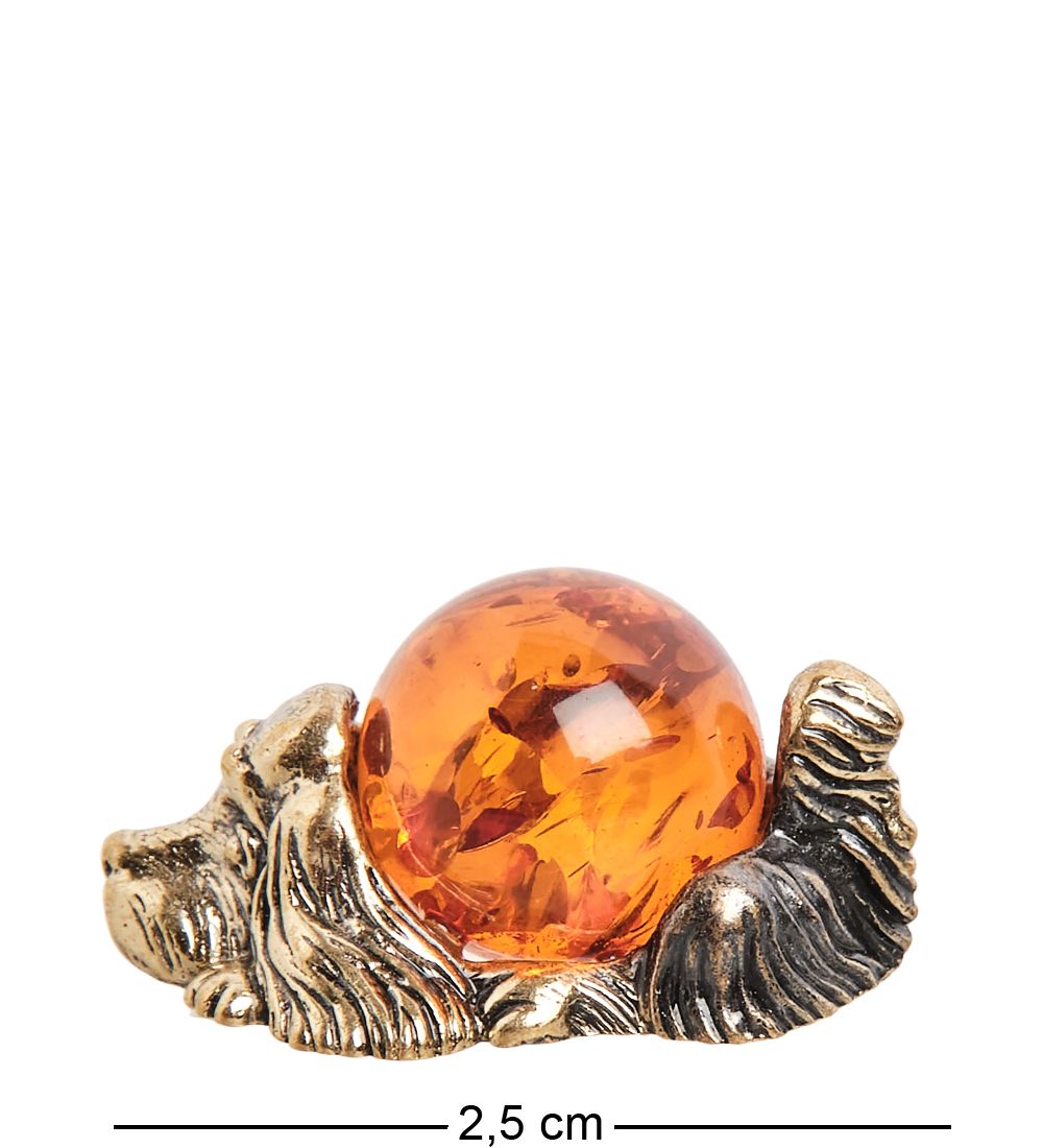 AM- 565 Фигурка «Спаниель» (латунь, янтарь)