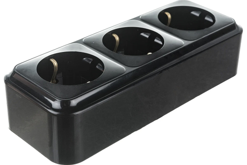 Розетка 3 местная Bylectrica ПРАЛЕСКА 16А с/з черная