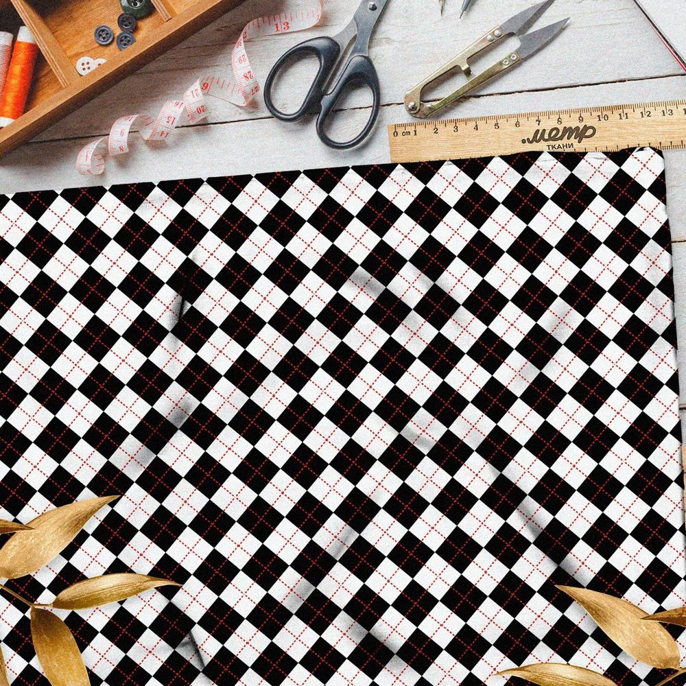 Ткань шифон шахматная доска