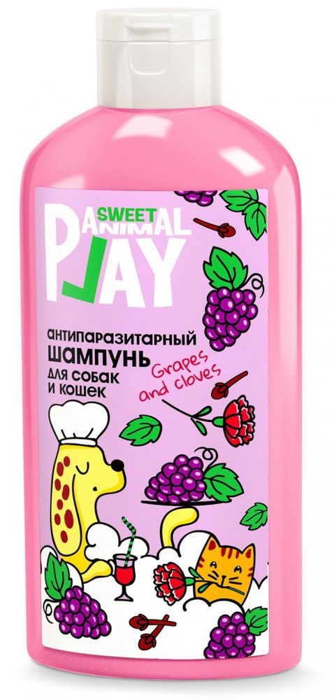 Animal Play 300мл Sweet Шампунь репеллентный для кошек и собак с ароматом винограда и гвоздики