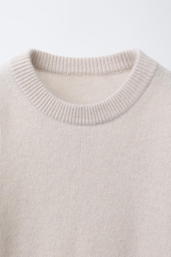 ZARA СВИТЕР ИЗ 100% КАШЕМИРА, ПЕСОЧНЫЙ