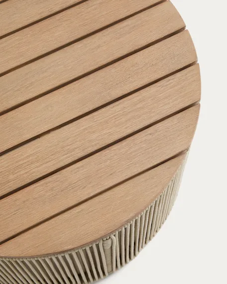 Уличчный столик Dandara из стали, веревки цвета экрю и массива акации Ø60 см