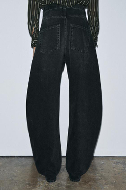 ZARA ДЖИНСЫ BALLOON-FIT С ВЫСОКОЙ ПОСАДКОЙ — ZW COLLECTION, ЧЕРНЫЙ