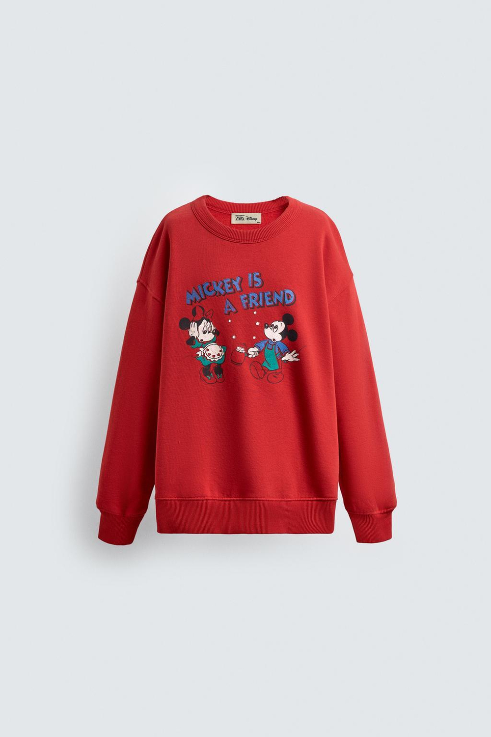 ZARA X DISNEY ТОЛСТОВКА С ПРИНТОМ MINNIE + MICKEY MOUSE, КРАСНЫЙ