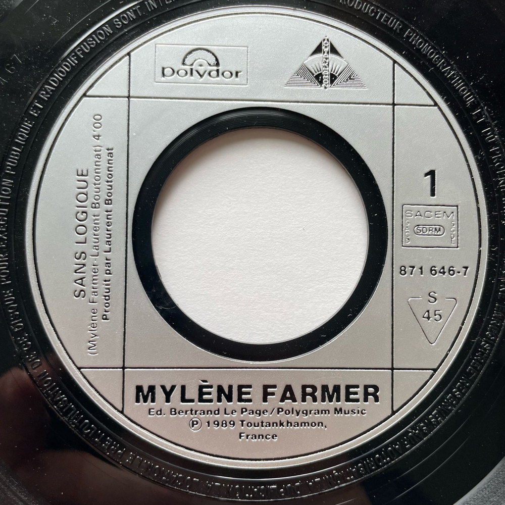 Винтажная виниловая пластинка LP Mylene Farmer, Sans Logique (Франция 1989) 7 дюймов маленькая пластника