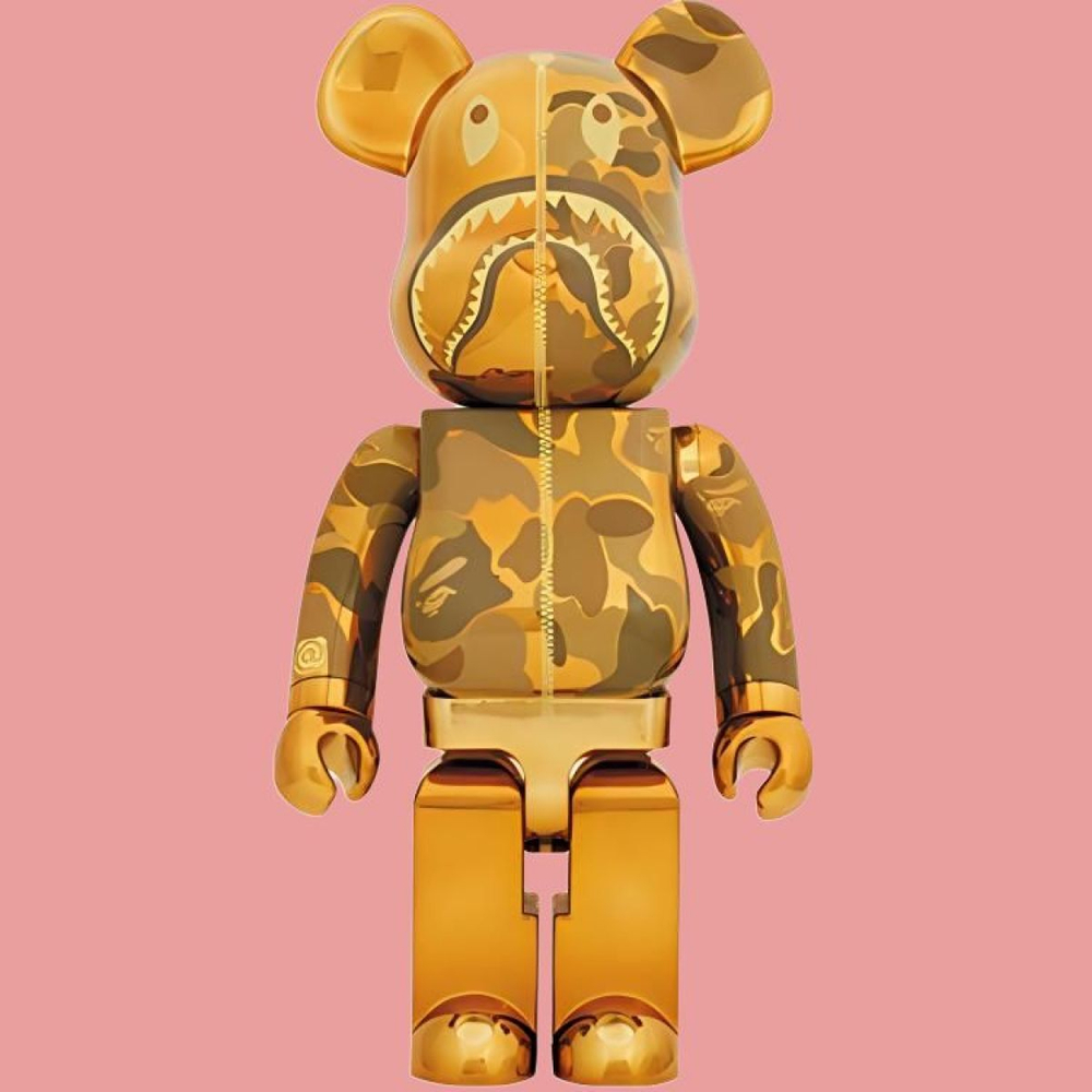 Дизайнерские игрушки BE@RBRICK x BAPE 1000% CAMO SHARKGOLD 70cm, BAPE-CAMO-SHARK1000%