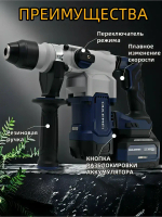 Перфоратор OLM-CZ003, бесщеточный двигатель, 18В, 7,9 кг