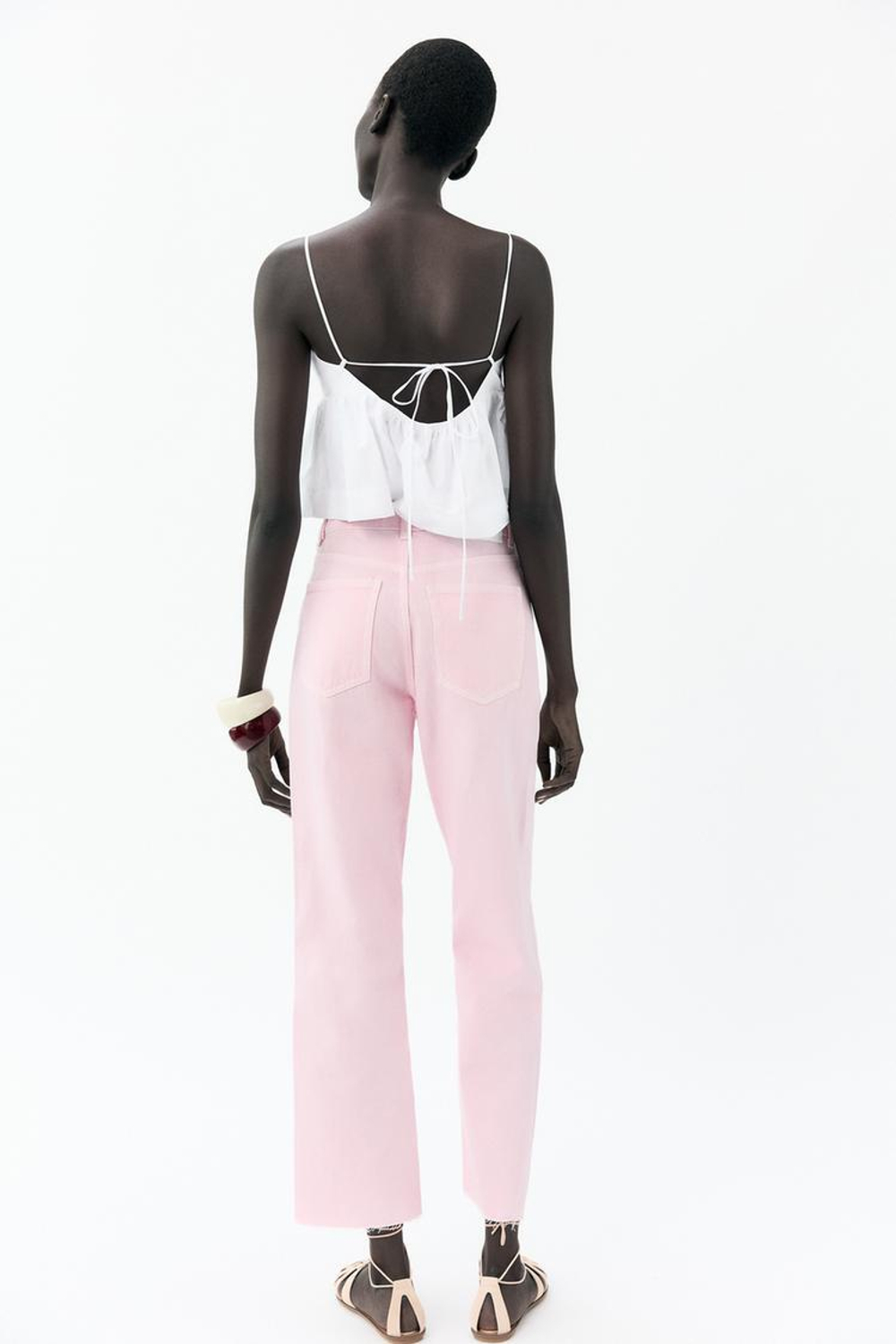 ZARA ДЖИНСЫ Z1975 STRAIGHT LEG HIGH WAIST, РОЗОВЫЙ