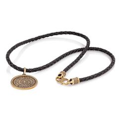 Колье Гайтан чёрный 5 мм с подвеской Псалом 90 из бронзы