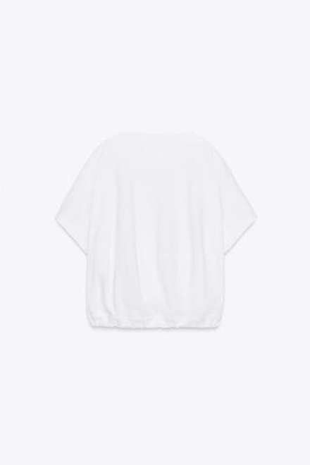 ZARA ХЛОПКОВАЯ ФУТБОЛКА С ЗАВЯЗКАМИ, БЕЛЫЙ