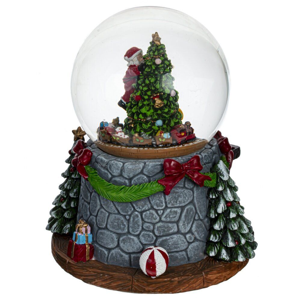 GAEM Фигурка декор в стекл шаре "Елка" (подсвет, муз, движ, 3хАА н/п) D12 см, L16 W14 H19,5 см