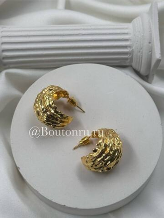 Серьги полукольца золотистые жатые