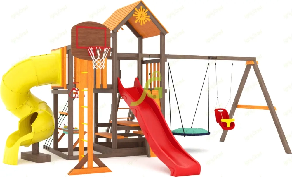 Детская площадка Панда Фани с балконом и трубой