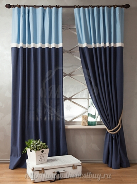 Шторы для гостиной: Фьюри (арт. BL01-107-02)  - (170х270)х2 см.  - (Возможна высота 250 см.) - темно-синий