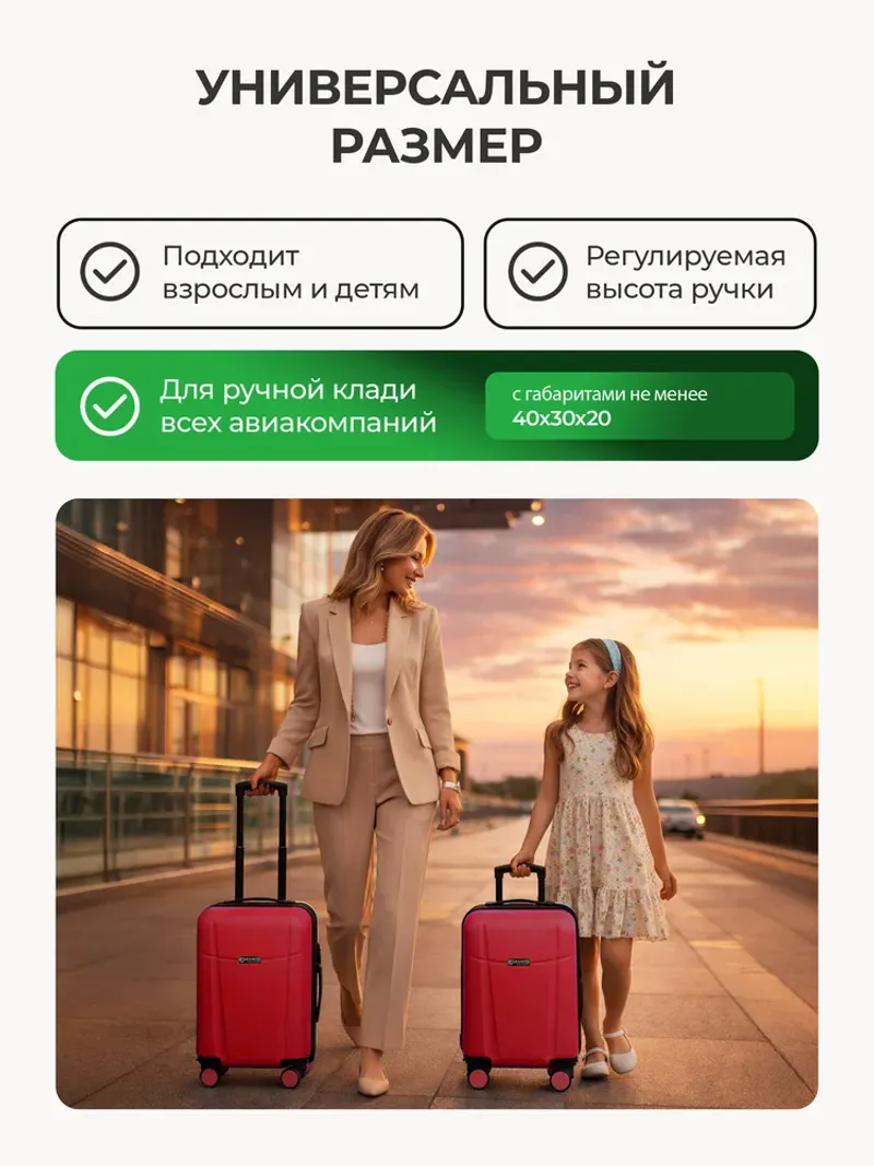 Чемодан Bonle размер XS Красный