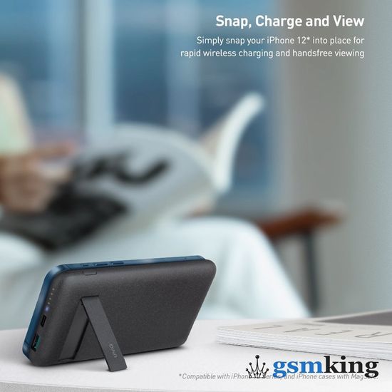 Uniq HYDE Air Click 10000mAH Magnetic Wireless Power Bank with 20W USB-C PD Gray