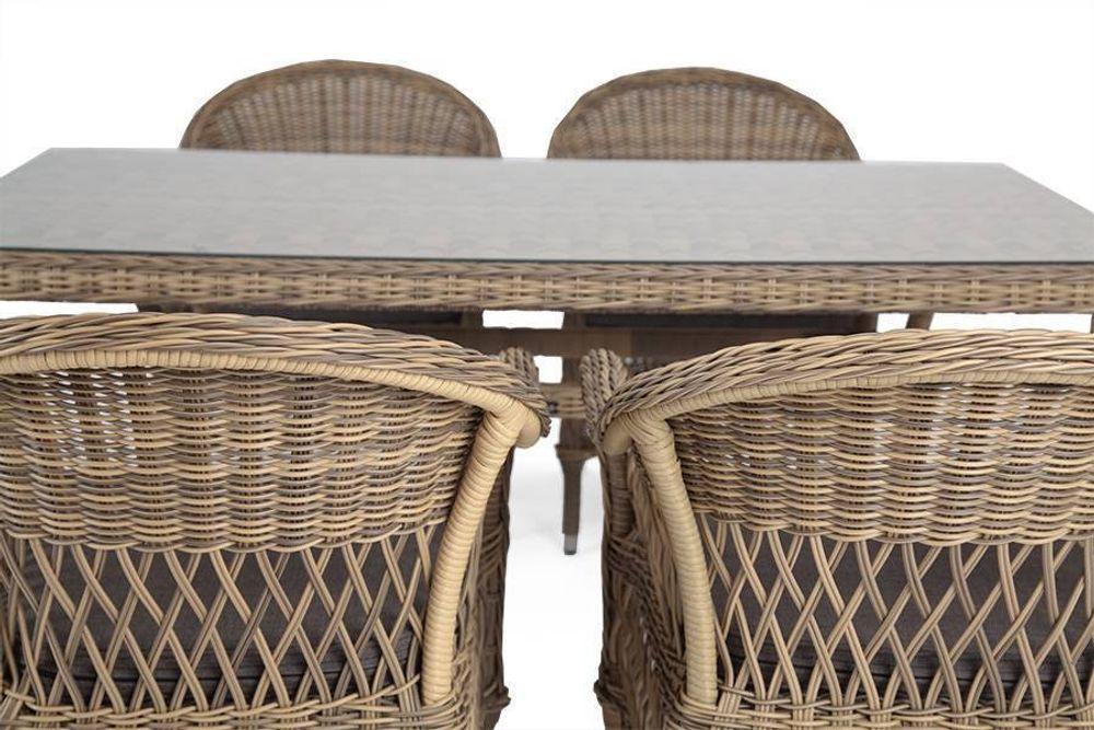 "Амароне" обеденная группа из искусственного ротанга на 6 персон, цвет соломенный