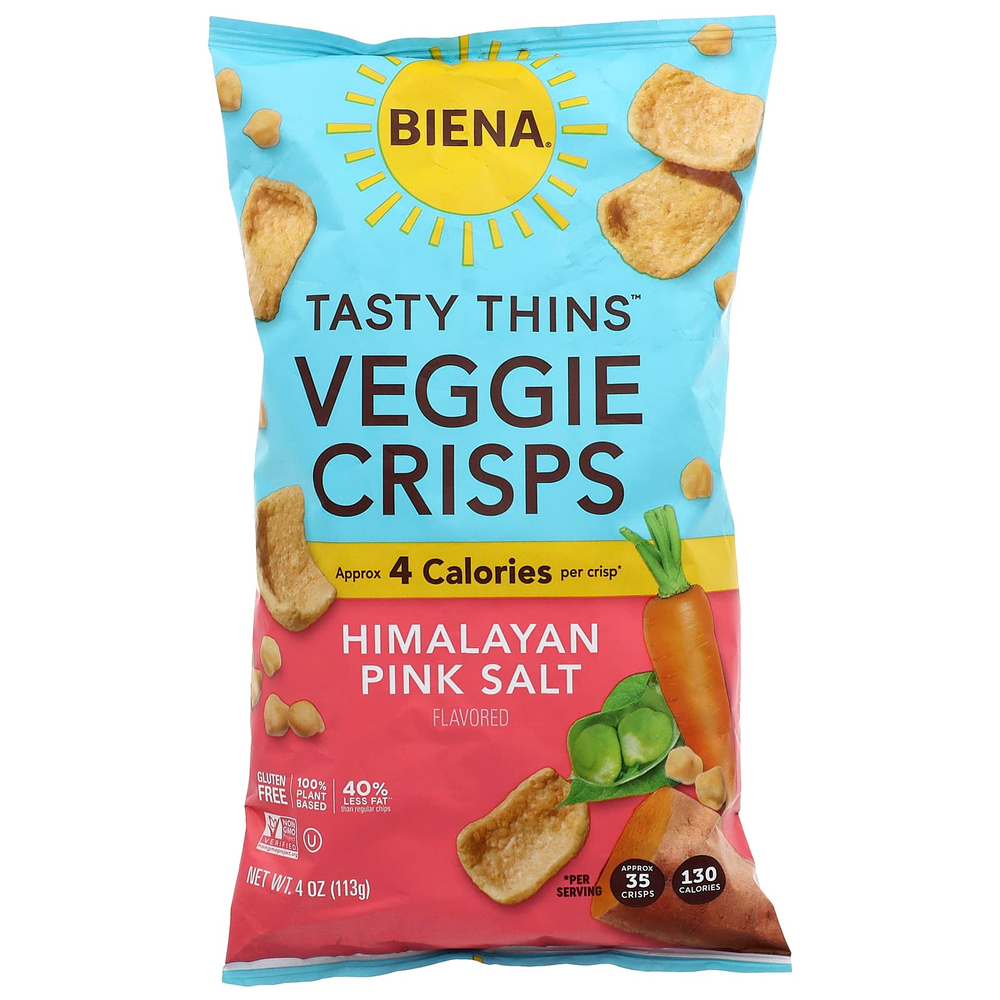 BIENA, Tasty Thins™, растительные хрустящие, с гималайской розовой солью, 113 г (4 унции)