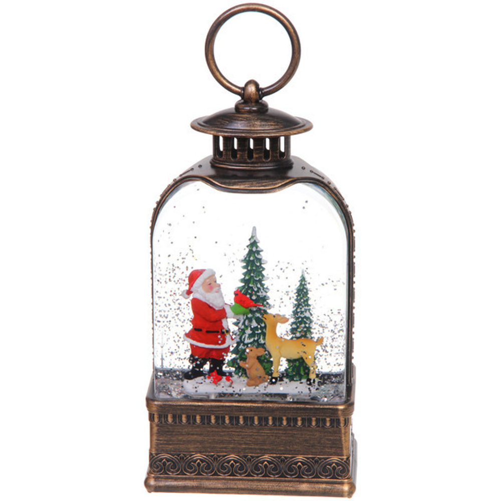 Сувенир с подсветкой «Сказочная упряжка» 10,5*6*20 см (работает от 3*ААА и USB+музыка, подсветка, эффект снегопада)