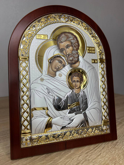 Св. Семейство, икона арочная, красное дерево 175х225