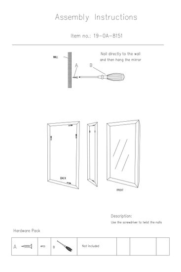 19-OA-8151 Зеркало прямоугольное 80*110см