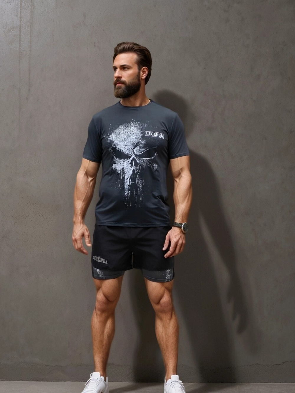 Футболка тренировочная Череп Каратель черная