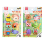 Ластик насадка на карандаш Qihao, фигурный, серия "Весёлые фрукты", корпус в форме фруктов и ягод, набор 6 шт