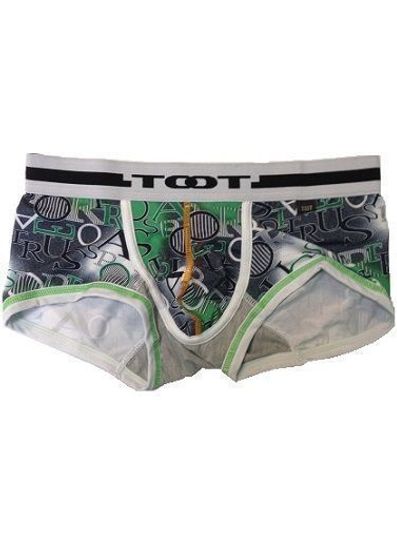 Мужские трусы хипсы зеленые с белой резинкой TOOT Crazy Words Green Hips