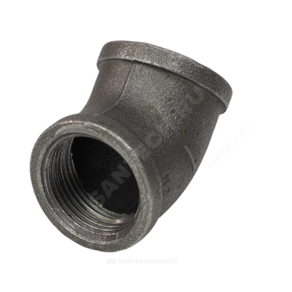 Угольник чугун Ду 32 (1 1/4") ВР/ВР 45гр Fittex PLUS