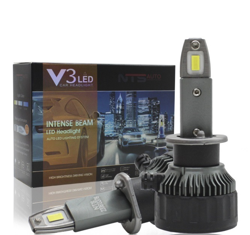 Автолампа LED Н 1 к-т HeadLight  V3  (вентилятор) 30/35W 6500k 2750LM (как F1) (V3H1)