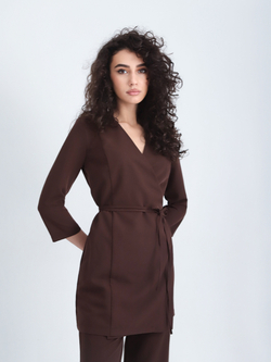 Женская медицинская блуза Medici 07 коричневая вид спереди