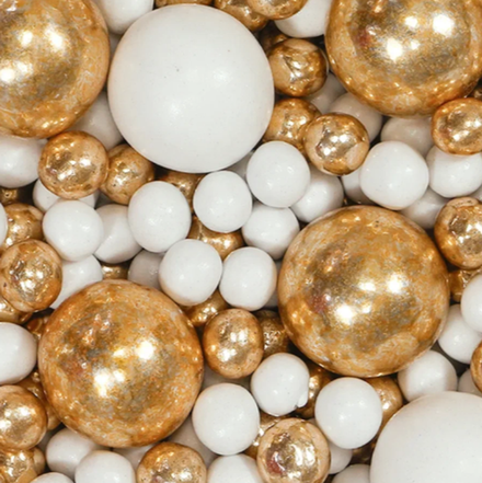 Посыпка MIXIE Диско-шарики Белые с золотом 45 гр