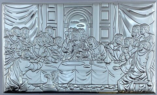 Тайная Вечеря, прямоугольная, белое дерево 90х150