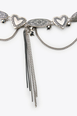 ZARA ПОЯС С ЦЕПОЧКАМИ, ШАРМАМИ И СЕРДЕЧКАМИ, СЕРЕБРИСТЫЙ