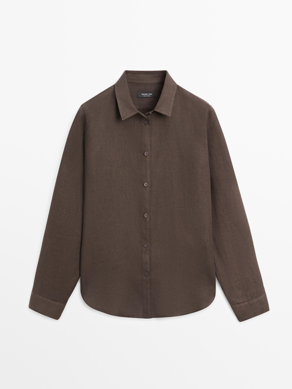 Massimo Dutti Свободная рубашка из 100% льна, коричневый