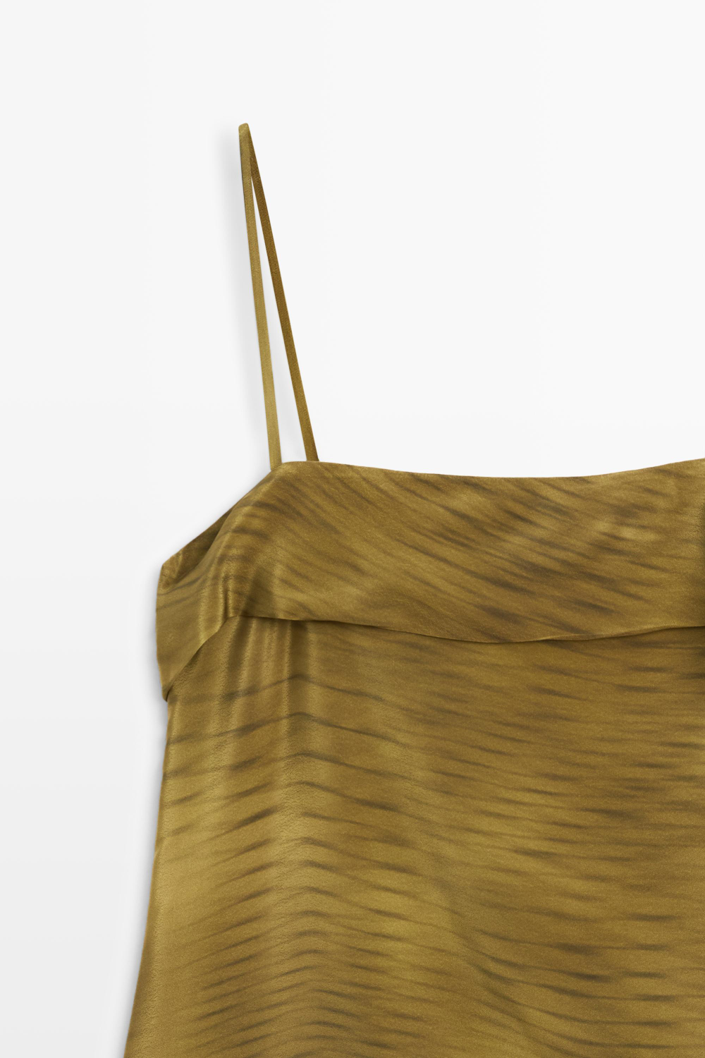 Massimo Dutti Асимметричный топ на бретелях с драпировкой, хаки
