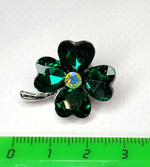 Брошь. Брошка. Клевер-четырехлистник — символ удачи. Цвет зеленый.