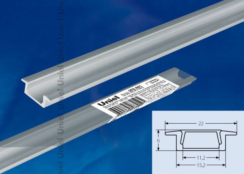UFE-A01 SILVER 200 POLYBAG Врезной профиль для светодиодной ленты, анодированный алюминий. Длина 200 см. ТМ Uniel