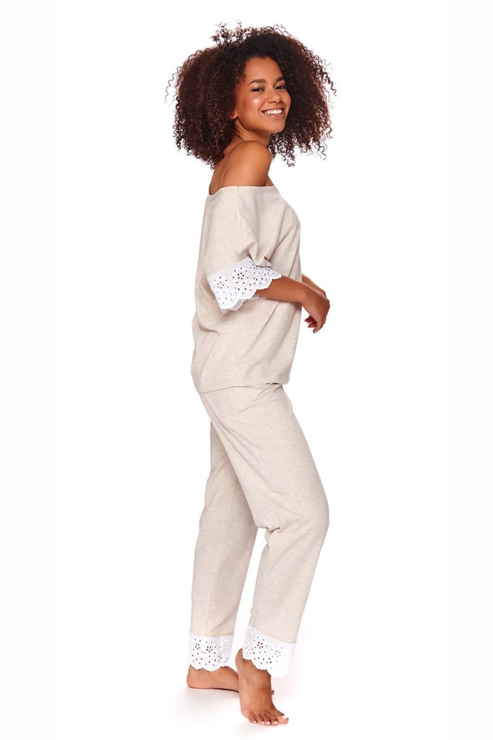 Оригинальная пижама с кружевной отделкой (Размер: S) (Цвет: серый)