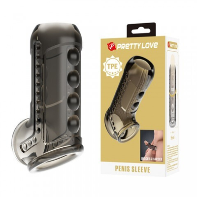 Насадка на пенис и мошонку с текстурной поверхностью Pretty love серая