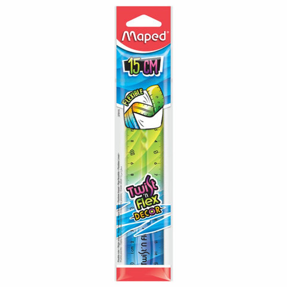 Линейка пластик 15 см, гибкая, MAPED (Франция) "Twist'n Flex Patterns", ассорти, 279115